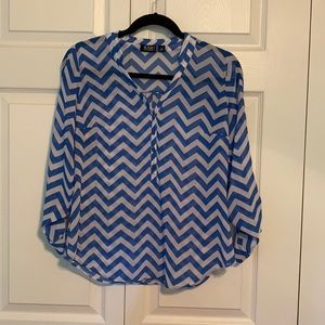 Blue & white chevron blouse. Size PS. Brand a.n.a